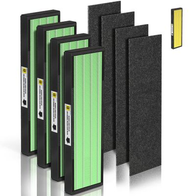 [Upgraded] Uaswpart AC4825 HEPA Filter B Compatible with FLT4825 Filter Replace AC4825 AC4300 CDAP4500 AC4850 AC4900 AC4820 and More, 4x H13 HEPA w/ Carb0n+4x Extra Pre-Filters
