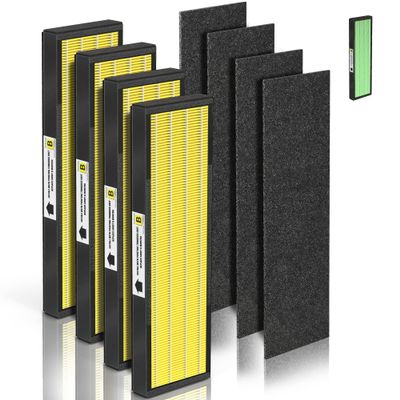 [PET FRIENDLY] AC4825 HEPA Filter B Replacement Compatible with Ger-mGuardian Filter Replace AC4820 AC4825 AC4300 CDAP4500 AC4850 AC4900 and More, 4x H13 HEPA w/ Activate Carbon+4x Extra Pre-Filters