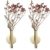 2PCS Wall Mount Vase Tube Hanging Dried Flower Display Metal Holder with Circle Golden view 2