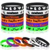 JUNEBRUSHS 42Pcs Halloween Silicone Bracelets Halloween Favors Supplies Rubber Wristbands for Kids Party Goodie Bag Stuffers Fillers Decorations Accessories (6 Designs) view 1
