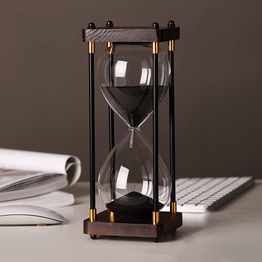 ACGrade Hourglass,Large Hourglass Timer 60 Minute,Black Wooden Frame Decorative Sand Timer,Modern Home Kitchen Office Decoration