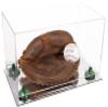 Better Display Cases Clear Acrylic Catchers Glove Display Case with Green Risers and Mirror Base (A011/V16) view 1
