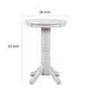 Benjara Ava 42 Inch Wood Pub Bar Table, Molded Trim, Carved Pedestal, White view 2