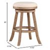 Benjara Liam 29 Inch Wood Barstool, Swivel Seat, High Density Foam Cushion, Ivory view 3