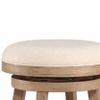 Benjara Liam 29 Inch Wood Barstool, Swivel Seat, High Density Foam Cushion, Ivory view 4