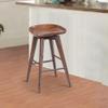 Benjara Bar Esme 24 Inch Swivel Counter Stool, Contour Seat, Wood, Tapered Legs, Brown view 2