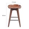 Benjara Bar Esme 24 Inch Swivel Counter Stool, Contour Seat, Wood, Tapered Legs, Brown view 3