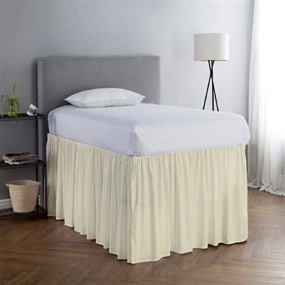 College Dorm Room Dust Ruffled Bed Skirt Extended Extra Long Bed Skirt, 100% Egyptian Cotton, 600-Thread-Count, 32-Inch Drop Extra Long Dorm Room Bed Skirt - Ivory, Twin XL - 39" x 80"
