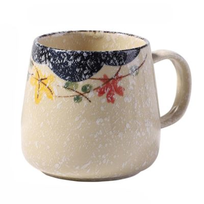 1pcs Vintage Coffee Mug Unique Japanese Retro Style Ceramic Cups, 380ml Kiln Change Clay Breakfast Cup Creative Gift for Friends Cups Includes lid and Spoon
