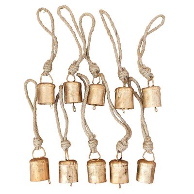 Mini Cow Bells and Jingle Bells for Crafting  Small Decorative Wind Bell, Christmas Bell for DIY Crafts, Gold Vintage Ornament Wreath Decor  10 Pcs, 4.45 cm
