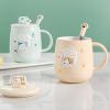 Cat Cup Women's Cat Paw Cup High Yan Value Fresh Drinking Cup Ins Ceramic Mug with Lid Spoon Mugs Coffee Cups view 2