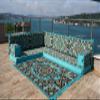 arabicsofa Light Blue Floor Sofa Seating Set, L Shape Set, Oriental Floor Seating, Floor Cushions, Sectional Sofa, Arabic Majlis, Arabic Jalsa (L Sofa + Rug, 4'' Thickness (10 cm)) view 3