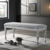 Roundhill Furniture Salines Upholstered Turned Leg Dining Bench, Rustic White view 1