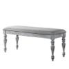 Roundhill Furniture Salines Upholstered Turned Leg Dining Bench, Rustic White view 3
