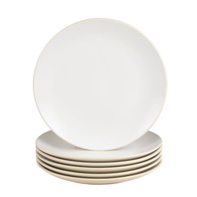 10 Strawberry Street Two Tone Coupe 10.5 Dinner Plate Set Of 6, Tan/White