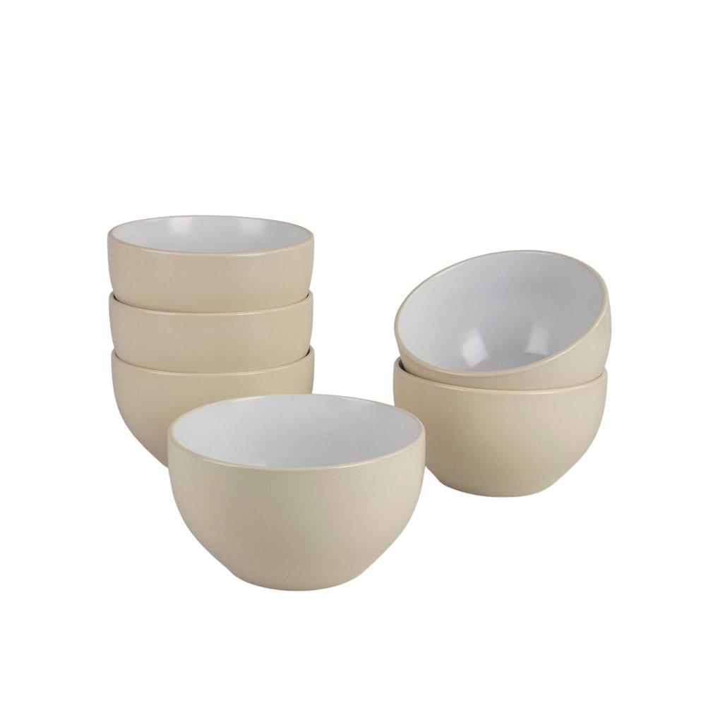 10 Strawberry Street Two Tone Coupe 5.5/24 Oz. Cereal Bowl Set Of 6, Gray/White