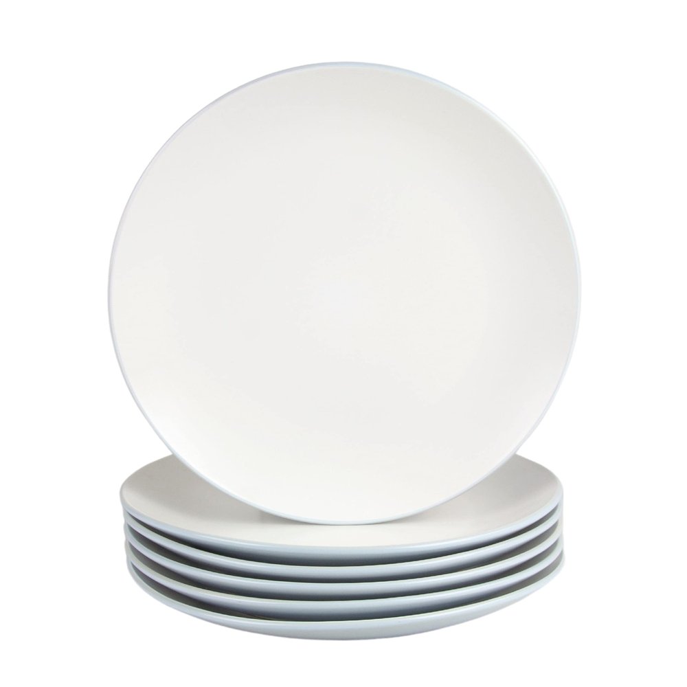 10 Strawberry Street Two Tone Coupe 10.5 Dinner Plate Set Of 6, Blue/White
