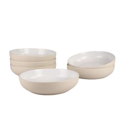 10 Strawberry Street Two Tone Coupe 8.5/36 Oz. Dinner Bowl Set Of 6, Gray/White