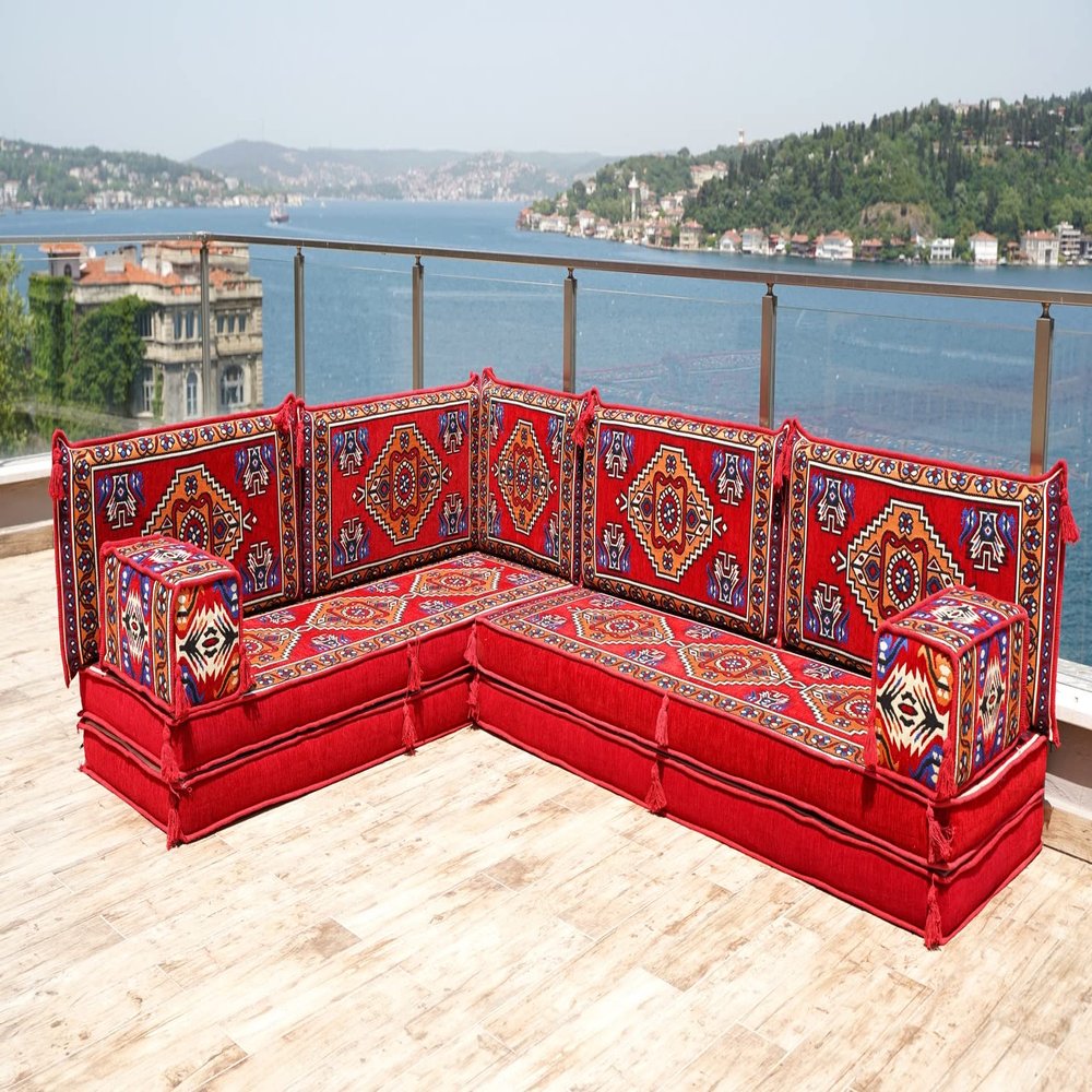 Red Loveseats, Pallet Sofas, Corner Seating, Meditation Mats, Arabic Sofa, Bohemian Sectionals, Floor Cushions, Floor Couches, Futon Sofa Bed (L Sofa Only, 8'' Thickness (20 cm))