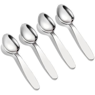 VANRA Premium 18/8 Stainless Steel Children Cutlery Set 5.9-inch Kids Dinner Spoons Set 4 Pieces Silverware Flatware Utensil Set for Home School (4 Spoons)
