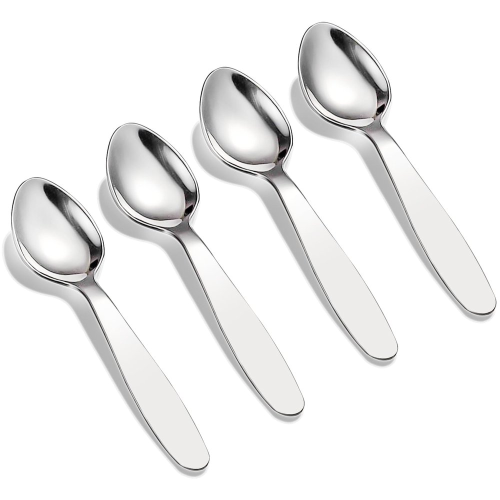 VANRA Premium 18/8 Stainless Steel Children Cutlery Set 5.9-inch Kids Dinner Spoons Set 4 Pieces Silverware Flatware Utensil Set for Home School (4 Spoons)