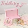 WOOD CITY Wooden Toddler Step Stool for Kids, Pink Two Step Children's Stool with Handles, Bonus Non-Slip Pads for Safety, Bathroom Potty Stool & Kitchen Step Stools Dual Height view 2