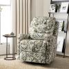 HULALA Home Recliner Chair Modern Printed Fabric for Living Room, Wingback Rocker Recliner Sofa Comfy Armchair 360 Degree Swivel, Nursery Rocking Chairs with Adjustable Backrest & Footrest/SAGE view 1
