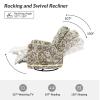 HULALA Home Recliner Chair Modern Printed Fabric for Living Room, Wingback Rocker Recliner Sofa Comfy Armchair 360 Degree Swivel, Nursery Rocking Chairs with Adjustable Backrest & Footrest/SAGE view 4