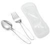 VANRA 2 Pieces Children Fork Spoon Set with Travel Case for Lunch Box, 18/8 Stainless Steel Kids Silverware Flatware Set Kids Utensil Set for School, 5.9in (Fork Spoon) view 1