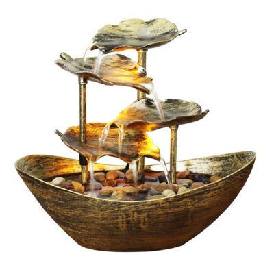 Tabletop Water Fountain Tabletop Fountain Creative Desktop Lotus Leaf Ingot Flowing Water Fountain Decoration Living Room Home Decoration (Color : A)