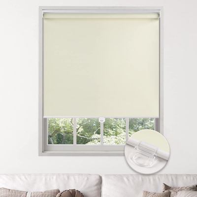 Sulugood Cordless Blackout Roller Shades Cordless spring-roller shades, Household Commercial, Anti UV Glare Blackout View Spring Blinds.Beige,43" W x 64" H