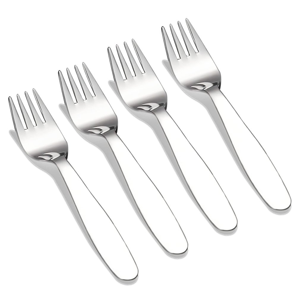 VANRA Premium 18/8 Stainless Steel Children's Cutlery - 5.8-inch Kids Dinner Forks, 4 Pieces Silverware Flatware Utensil Set for Home & School