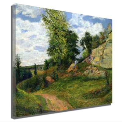 Paul Gauguin Vintage Canvas Painting Abstract Figure Landscape Poster Canvas Wall Art Picture Home Decoration Ready to HangQuarries at Pontoise(80x95cm-31x37inch,Framed)