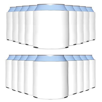 PartyPrints 1000 Pack White Blank Can Cooler Sleeves, Customizable Bulk Sublimation Can Coolers, Extra-Thick Collapsible Drink Insulator Sleeve, Beer Can Coolers for Party Beverages