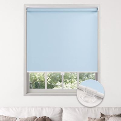 Sulugood Cordless Blackout Roller Shades Cordless spring-roller shades, Household Commercial, Anti UV Glare Blackout View Spring Blinds.Light Blue,43" W x 64" H