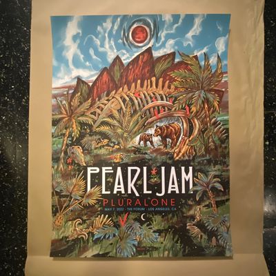 Pearl Jam 2022-05-07 Los Angeles CA Zeb Love AP Signed Numbered XX/100 18x24 Poster