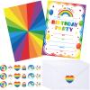 30 Pack Rainbow Birthday Party Invitations for Boys Girls Kids Birthday Invitations with 30 White Envelopes and 30 Seal Stickers Labels Rainbow Party Decorations Supplies Cards view 1
