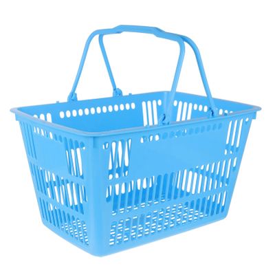 POPETPOP Shopping for Retail Store: Grocery With Handles Plastic 16L Market Stackable Storage Basket for Supermarket Bookshop Laundry, 15.35 x 10.24 x 8.46 inch