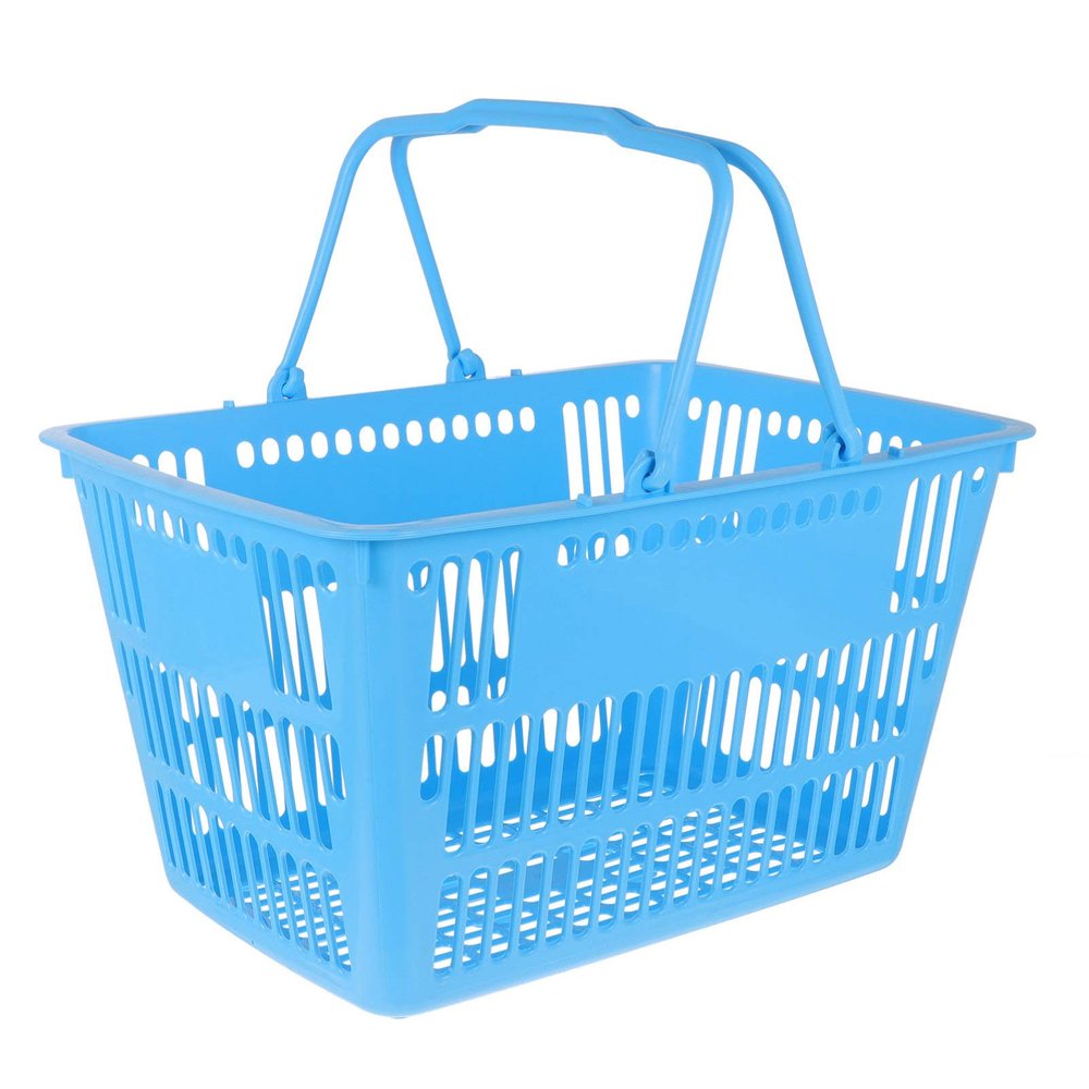 POPETPOP Shopping for Retail Store: Grocery With Handles Plastic 16L Market Stackable Storage Basket for Supermarket Bookshop Laundry, 15.35 x 10.24 x 8.46 inch