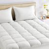 SLEEP ZONE Full Size Cotton Mattress Pad, Soft Fluffy Cotton Top Mattress Topper, Machine Washable Mattress Protector Cover Fits 8-21 inch Deep Pocket, Full view 1