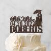 Bride and Groom Silhouette Cake Toppers Mr and Mrs Engagement Cake Topper Couple Married Anniversary Cake Topper Custom Rustic Cake Topper Anniversary Brown Wood Cake Topper view 3