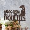 Bride and Groom Silhouette Cake Toppers Mr and Mrs Engagement Cake Topper Couple Married Anniversary Cake Topper Custom Rustic Cake Topper Anniversary Brown Wood Cake Topper view 4