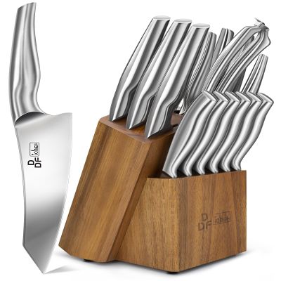 Kitchen Knife Set with Block, DDF iohEF 16 PCS Knife Sets for Kitchen with Block Japanese Stainless Steel, Ultra Sharp Chef Knife Set with Sharpener
