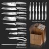 Kitchen Knife Set with Block, DDF iohEF 16 PCS Knife Sets for Kitchen with Block Japanese Stainless Steel, Ultra Sharp Chef Knife Set with Sharpener view 2