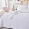 Brandream 5PC Quilt Bedding Set White Quilts Cotton Queen Size Quilted Comforter Set Luxury Stitching Coverlet Set view 3
