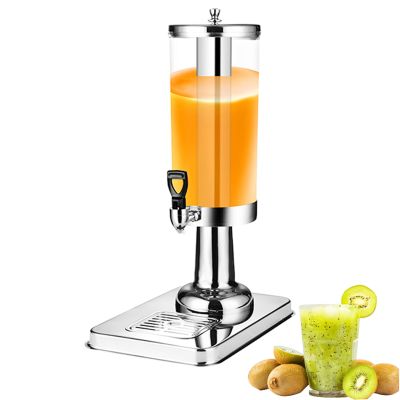 3/6L Single/Double Commercial Beverage Dispenser with Centre Ice Core and Drip Trays Juice Drinks Dispenser for Restaurant Bar Large Gathering, Easy to Clean(Color:silver,Size:3L)