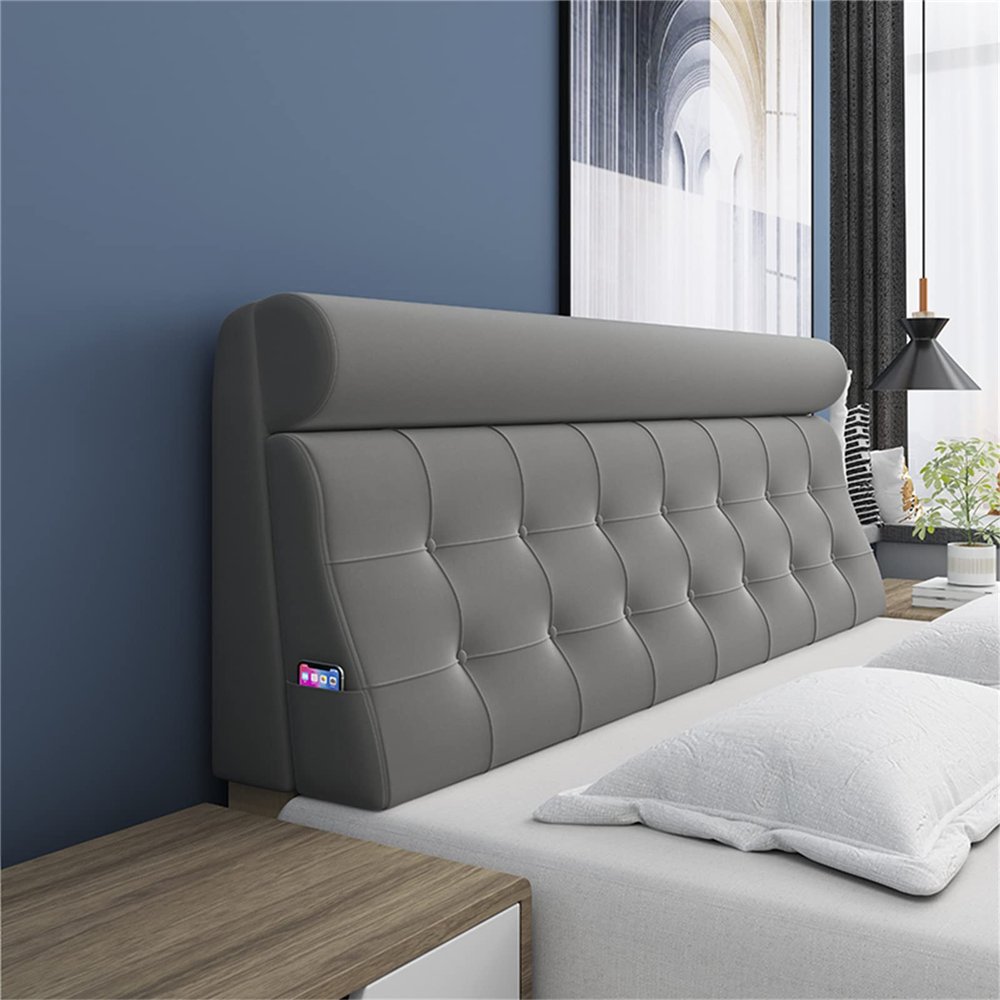 Bed Backrest Cushion Headboard Pillow Upholstered High Resilience Foam Filled Bed Headboard Slipcover Thicked Ergonomic Pillow for Dorm Room Daybed Cushion,A,with headboard 35.4"/90cm
