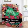 Anuruddha Personalized Blanket with Name, Floral Frog Custom Name Flannel Blankets Fluffy Cozy Frog Mushroom Throws for Couch/Bed Gifts for Loved Ones XL 90"120" for Family view 3