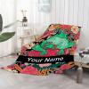 Anuruddha Personalized Blanket with Name, Floral Frog Custom Name Flannel Blankets Fluffy Cozy Frog Mushroom Throws for Couch/Bed Gifts for Loved Ones XL 90"120" for Family view 4