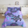 Castle Fairy Kids Tie Dye Sea Turtle Comforter Sets Full Size,Mandala Flowers Tortoise Animal Bedding Comforters for Girls Teens,Purple Blue Marble Down Alternative with 2 Pillowcases, Ultra Soft view 1